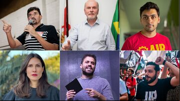 'Nanicos' na disputa para a Prefeitura de São Paulo em 2024. Fotos: Paulo Iannone/Divulgação Sindicato Metroviários SP (1), Divulgação/DC (2), @joaocapronipimenta via Facebook (3), Divulgação/Novo (4), Enzo Beckham/Divulgação Blog Pablo Marçal (5); @ricardosenese.up via Instagram (6). Foto: Paulo Iannone/Divulgação Sindicato Metroviários SP (1), Divulgação/DC (2), @joaocapronipimenta via Facebook (3), Divulgação/Novo (4), Enzo Beckham/Divulgação Blog Pablo Marçal (5); @ricardosenese.up via Instagram (6)